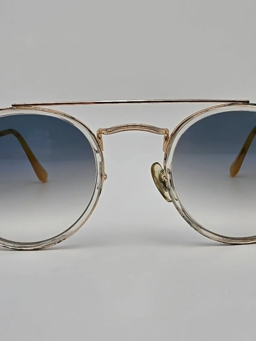 Ray-Ban RB3647N Round Double Bridge Gold Frame Blue Lens Aviator Sunglasses 51mm